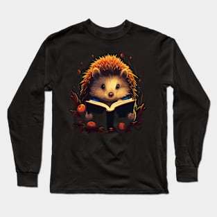 Hedgehog Reads Book Long Sleeve T-Shirt